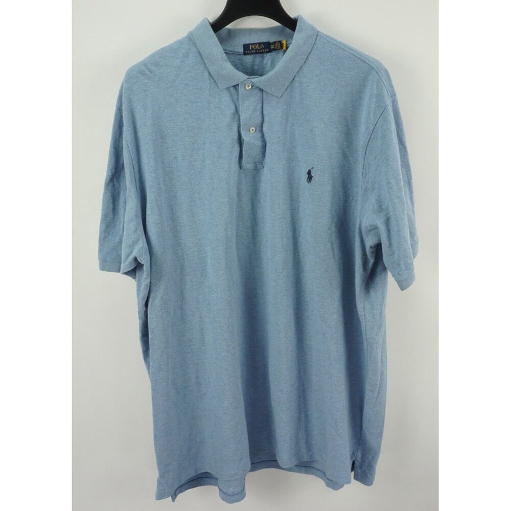 Polo Ralph Lauren Big Pony Men's 3XLT Short Sleeve Light Blue Pique Polo Shirt
